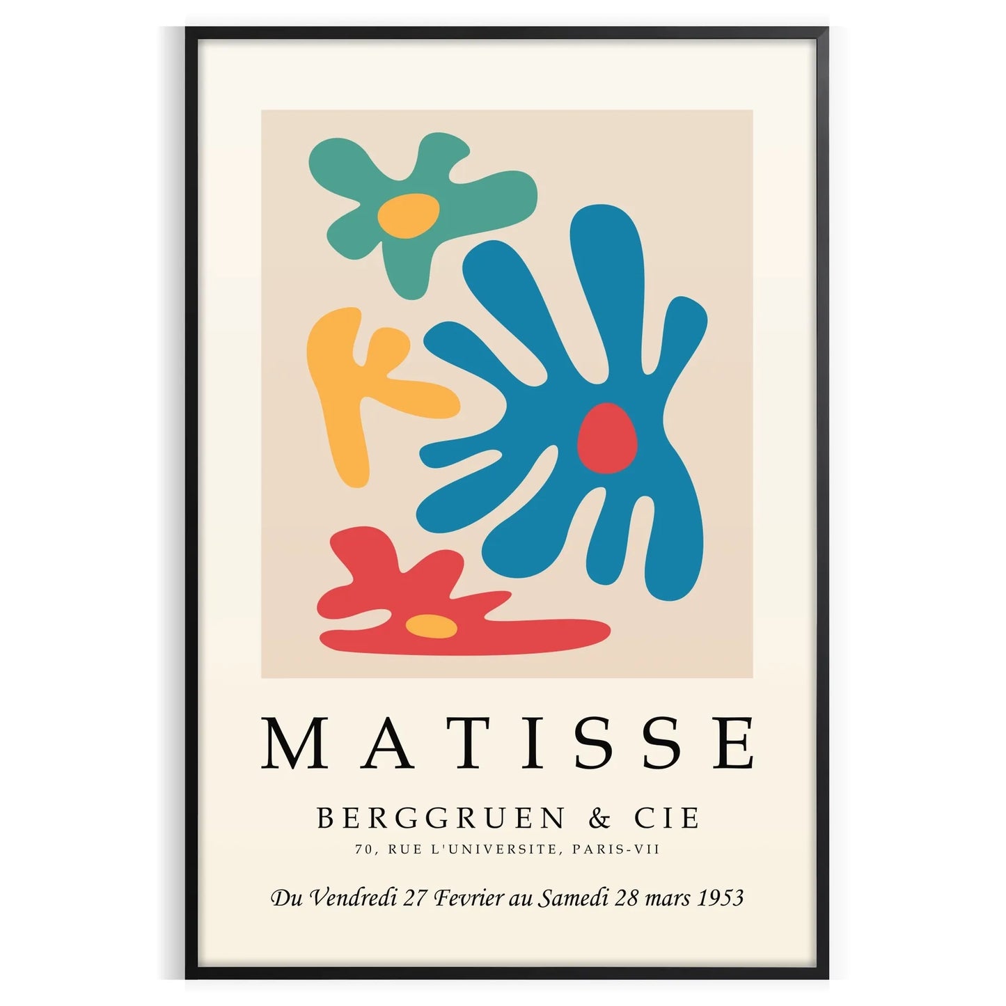 Poster space Matisse Prints Framed vibrant Papier Découpés striking wall art bold white yellow hues perfect unique artwork gift finished look unframed option flexibility