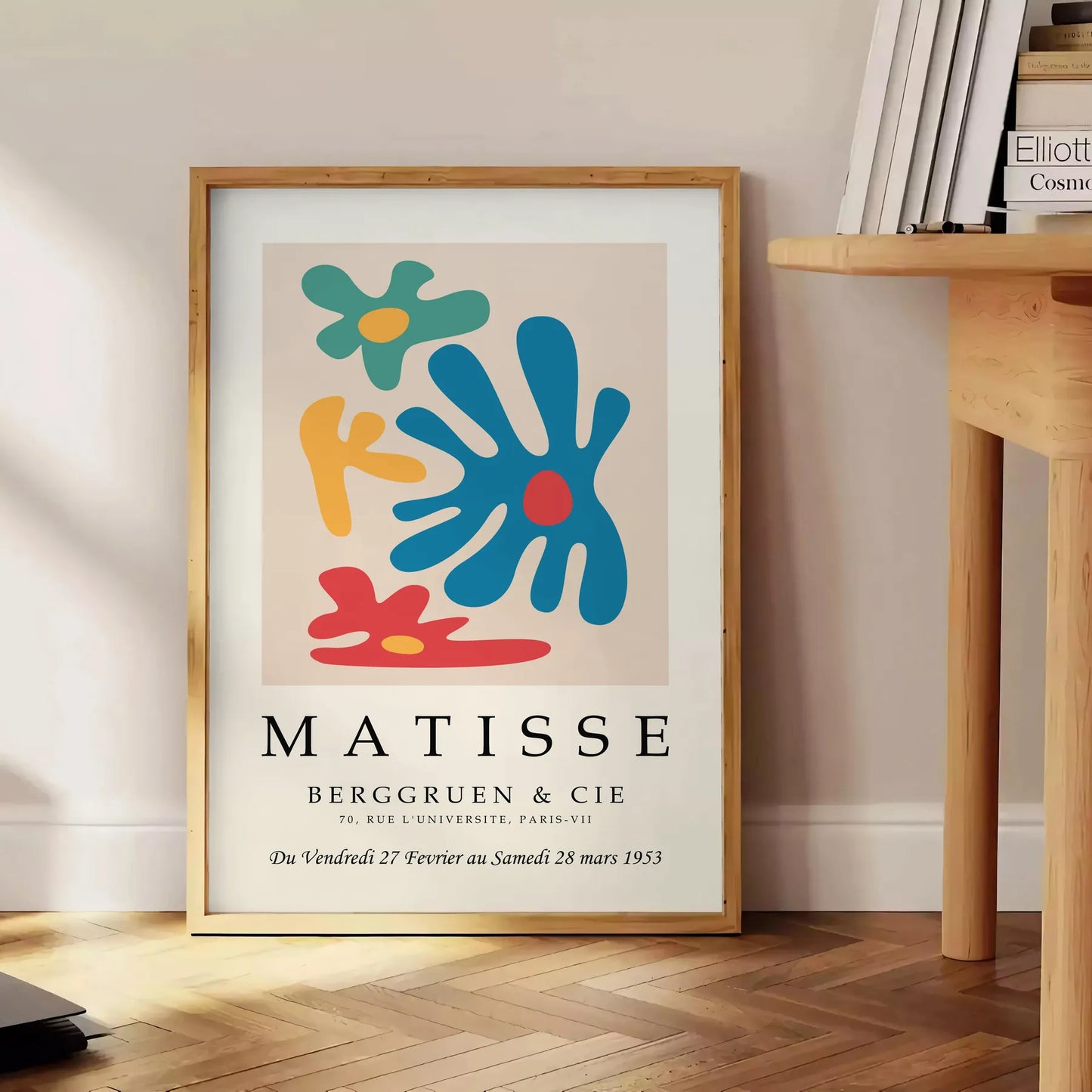 Poster space Matisse Prints Framed vibrant Papier Découpés striking wall art bold white yellow hues perfect unique artwork gift finished look unframed option flexibility