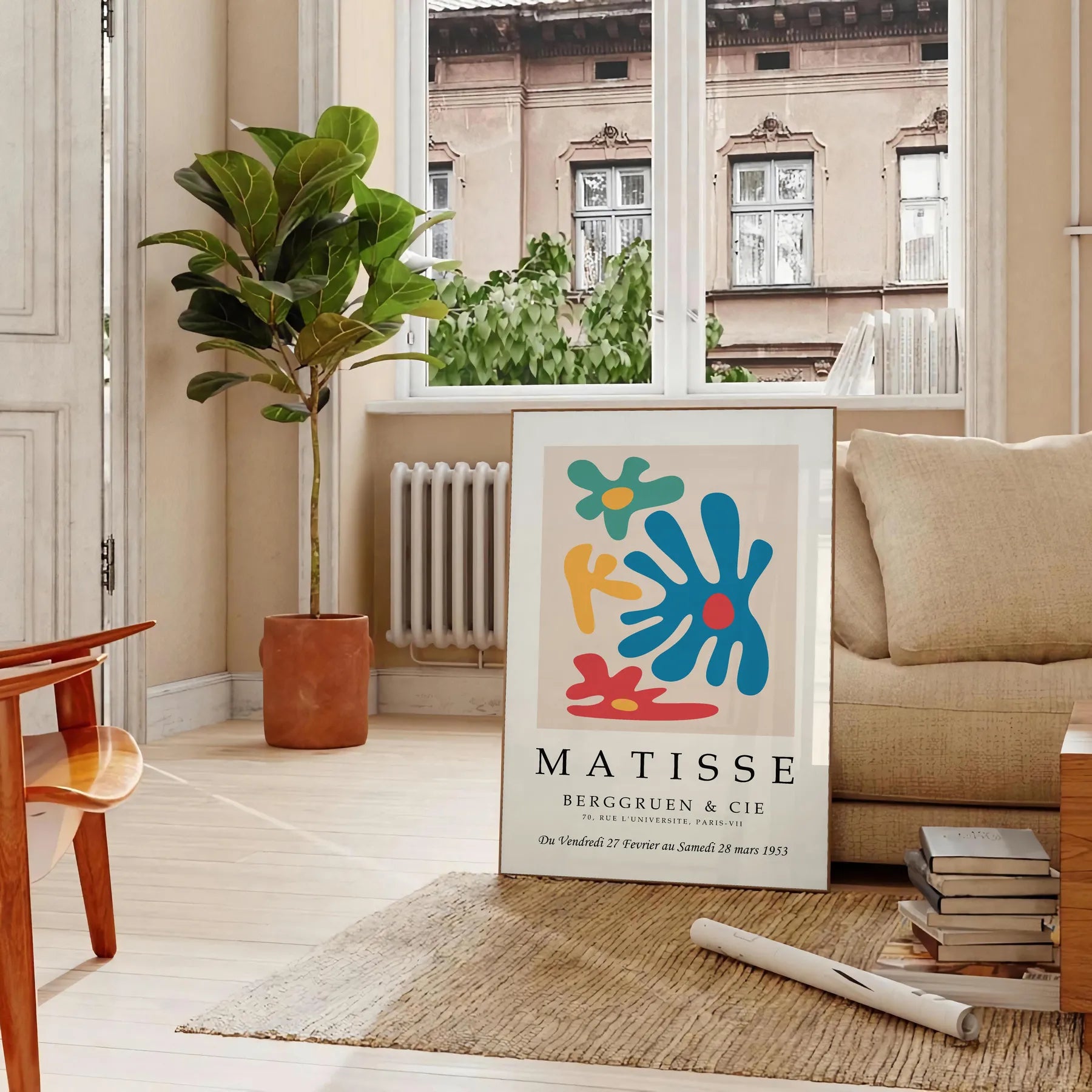 Poster space Matisse Prints Framed vibrant Papier Découpés striking wall art bold white yellow hues perfect unique artwork gift finished look unframed option flexibility